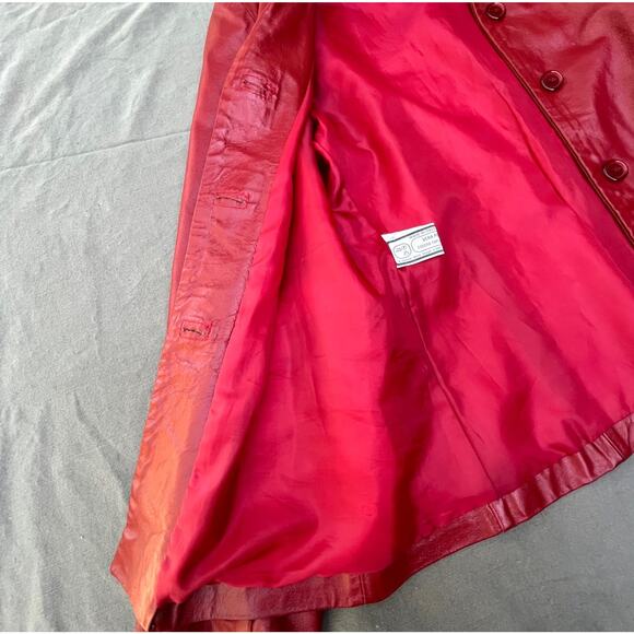 Vintage Italian Red Leather Jacket Moda Pelle Vera Pelle Women's Small Firenze - Picture 7 of 8